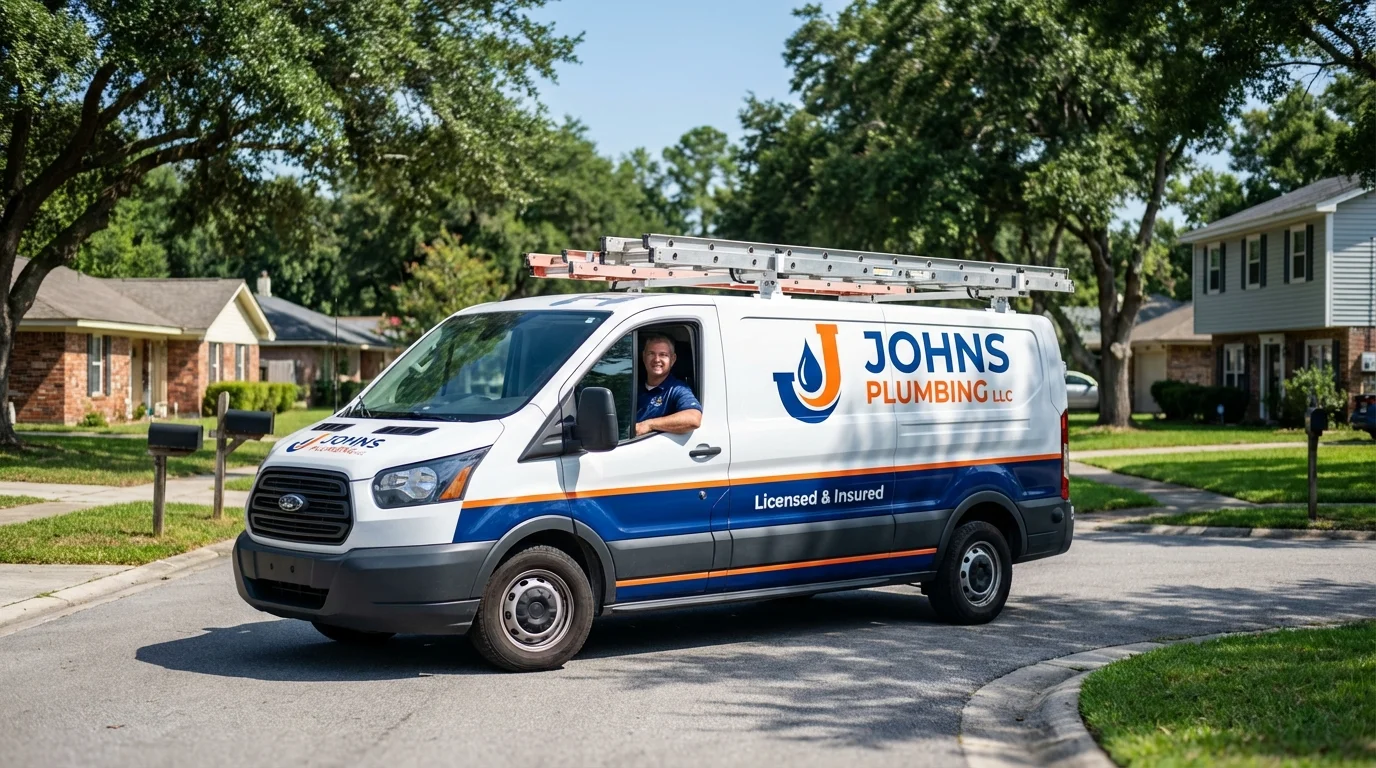 Johns Plumbing LLC service van in Reinbeck, IA
