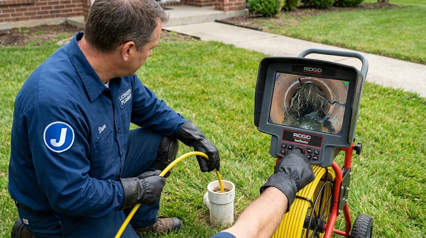 Sewer camera inspection being performed by Johns Plumbing LLC in Reinbeck